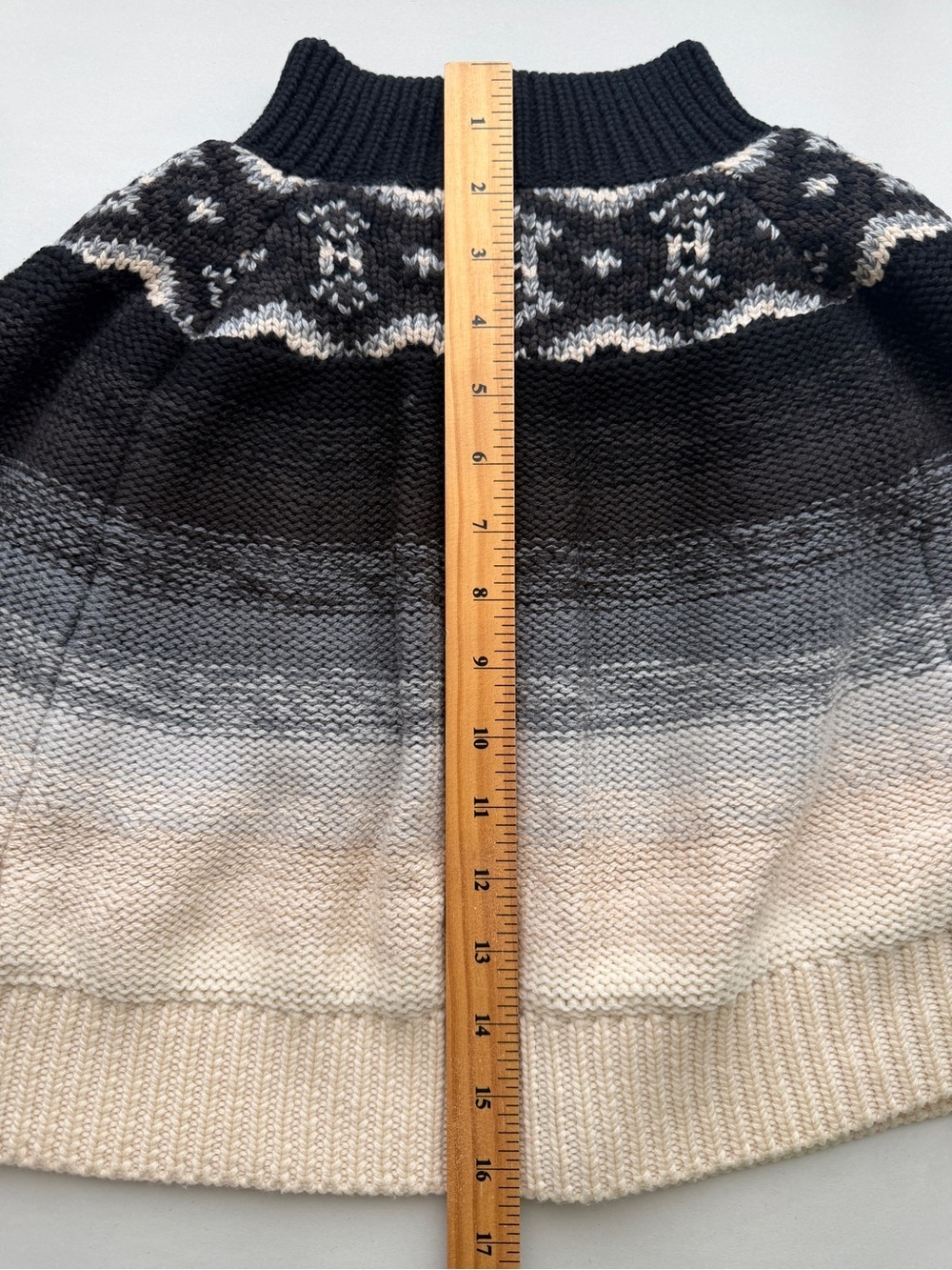Ports 1961 Wool Ombre Fair Isle Wool Cape Sweater Cardigan Poncho XS - Picture 9 of 11